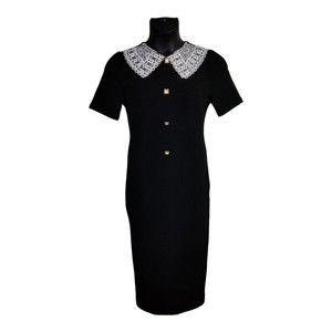 SHEIN Women's M Dress Black White Collar Wednesday  Adams Jury Halloween Gold